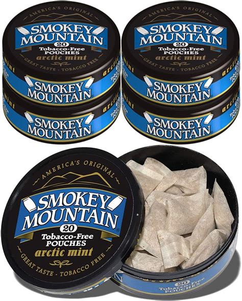 Smokey Mountain Snuff 5 Cans Arctic Mint Pouch Tobacco Free