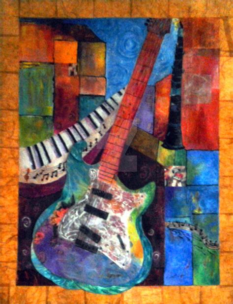 Abstract Electric Guitar Mixed Media Painting By Mydeviantartwork On