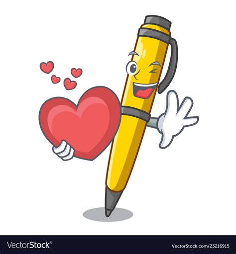 With Heart Classic Ballpoint Pen Isolated On Vector Image