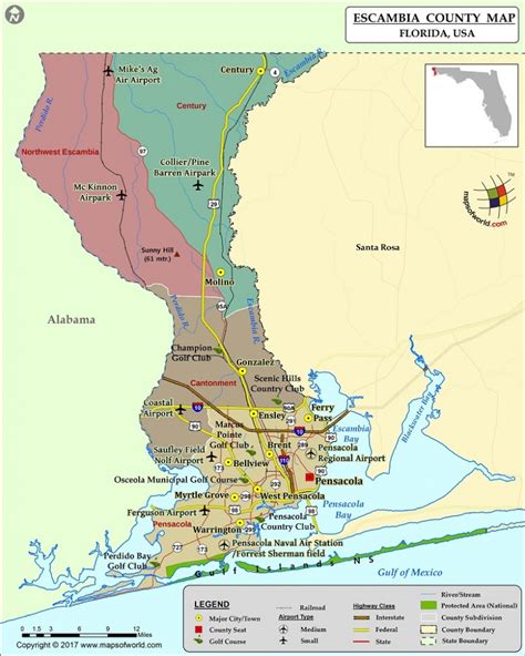 Map Of Escambia County Florida Printable Maps