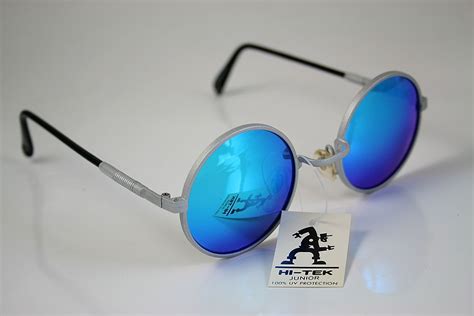 Round Sunglasses Silver Metal Frame Blue Mirror Lens Hi Tek Hjl9 Blumirr Hi Tek Webstore
