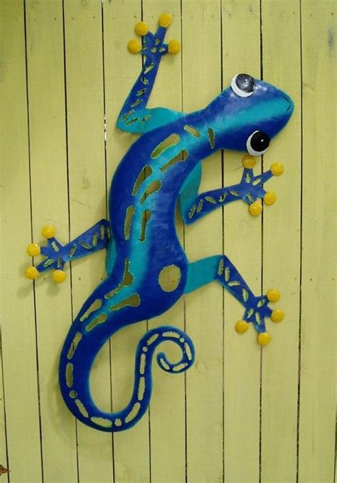 44in Blue Sculpted Gecko Wall Art Gecko Wall Art Tropical Wall Decor