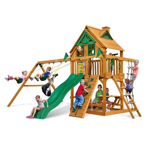 Gorilla Playsets Chateau Treehouse Residential Wood Playset With Swings