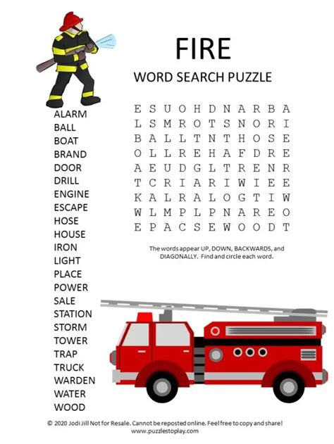 Fire Word Search Puzzle Puzzles To Play