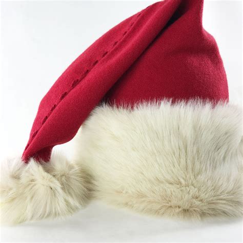 Luxury Santa Hat From Merino Wool And Huggable Ivory Faux Fur Santas