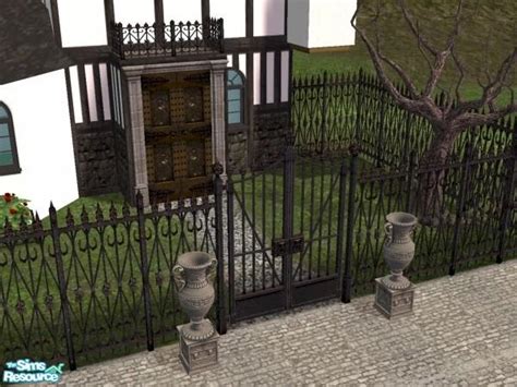 The Sims Resource Wrought Iron Full Height Fence Black