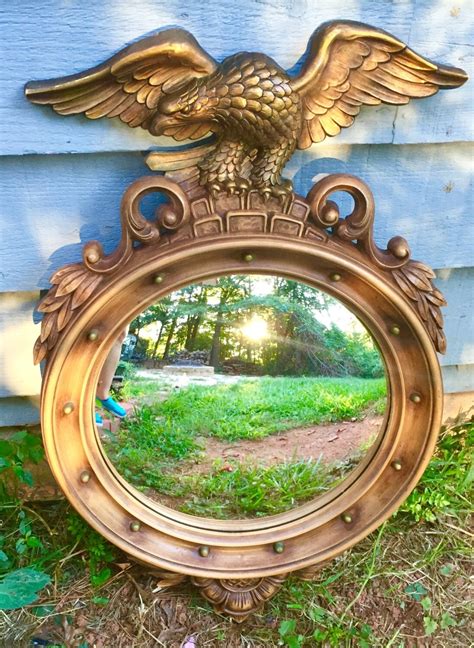 Vintage Federal Bullseye Convex Mirror With Eagle With Open