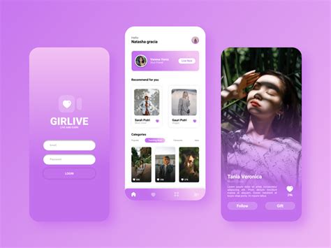 Ui Mobile Apps Live Stream Social Media Purple Search By Muzli