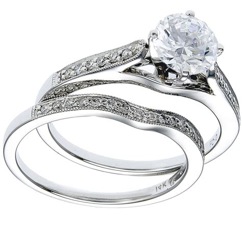 White Gold Diamond Ring And Band Wedding Set