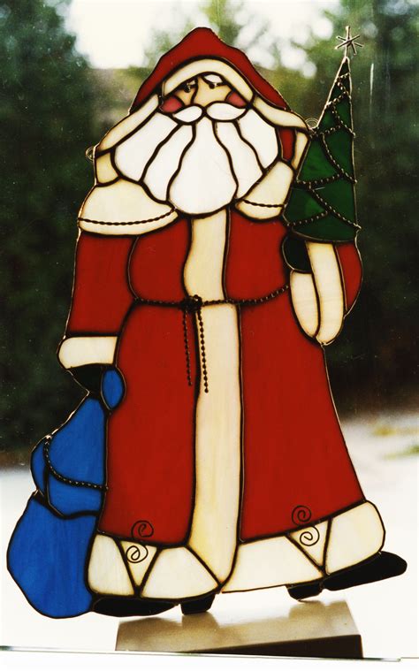 Stained Glass Old Fashion Santa Claus2 Stained Glass Ornaments