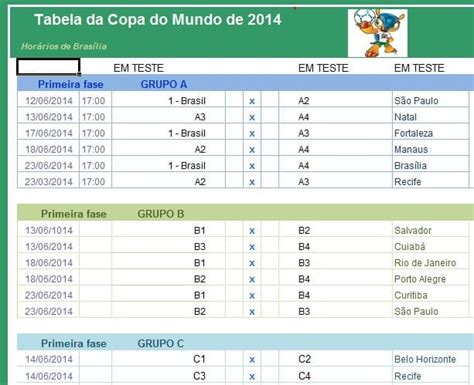 O campeão se classificará para a copa libertadores da américa de 2020 e a supercopa do brasil de 2020. Tabela da Copa 2014 | Tudo Excel