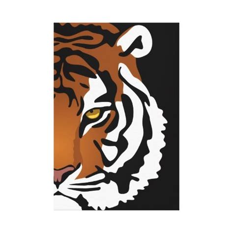Tiger Wild Cat On Black Canvas Print Zazzle Tiger Canvas Painting Art Painting Gallery