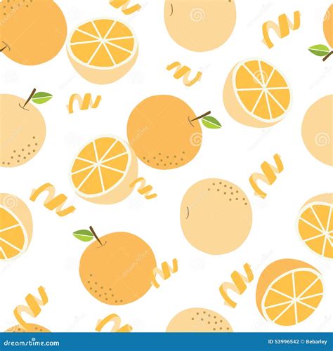 Seamless Orange Pattern On White Background Stock Vector Illustration
