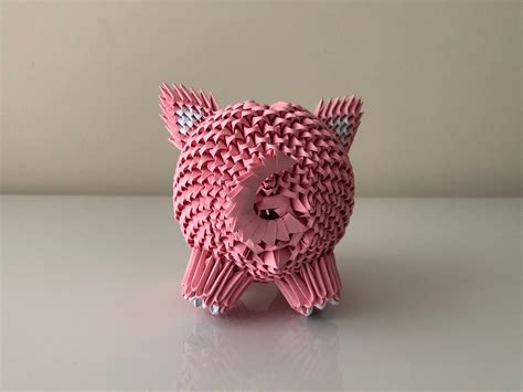 Piggy Bank 3d Origami For Kids Pink Blue Etsy