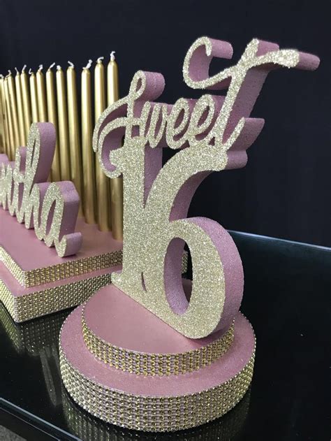 Sweet16 Centerpieces For Tablegold Quinceanerarose Gold Etsy Sweet