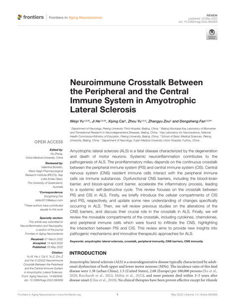 Pdf Neuroimmune Crosstalk Between The Peripheral And The Central