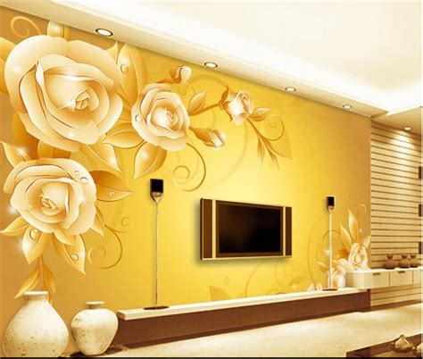 Beibehang Large Custom Wallpapers Gold Rose Stereo Teap Tv Background