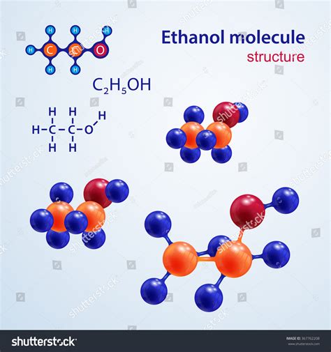 Ethanol Molecule Chemical Structural Formula And Model 2d And 3d