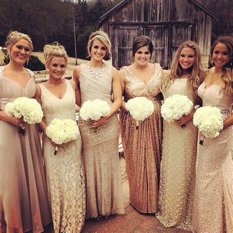 Bridesmaids bring so much to a wedding. Neutral gold champagne bridesmaid dress wedding ...