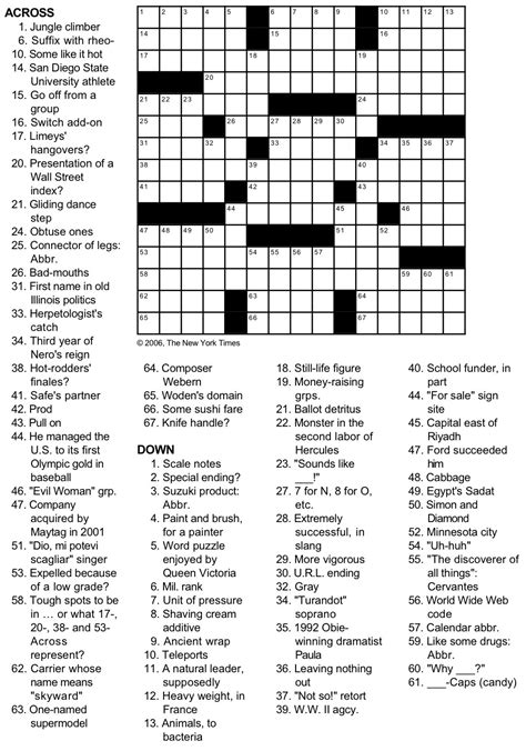Free Nyt Crossword Puzzles Printable Printable Form Templates And Letter