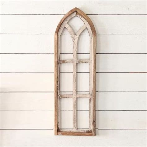 Tall Arched Wooden Window Frame Antique Farmhouse