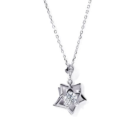 Tianyu Gems 925 Silver Star Pendant Necklaces Moissanite Round Sparkle