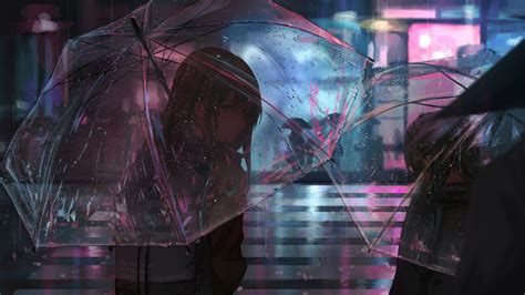 2048x1152 Anime Girl In Rain With Umbrella 4k 2048x1152 Resolution Hd