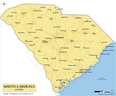 South Carolina Cities Map Hd