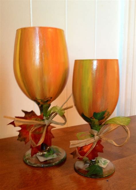 Pumpkin wine glass | Wine glass crafts, Glass crafts, Painted wine glasses