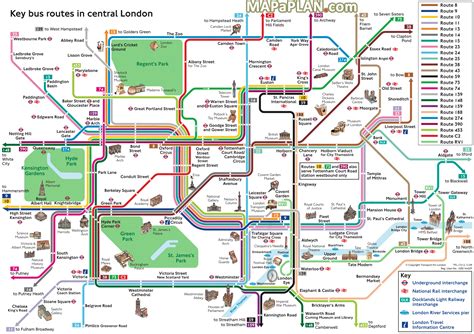 London Maps Key Bus Routes By Tourist Attractions In Central London