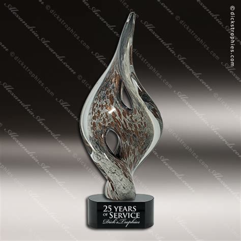Artistic Black Accented Art Glass Sculpture Jackson Twist Trophy Award