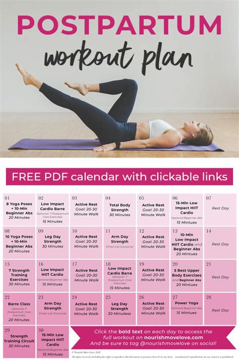 Postpartum Workout Plan Free Pdf Nourish Move Love Post Partum Workout Postpartum Workout