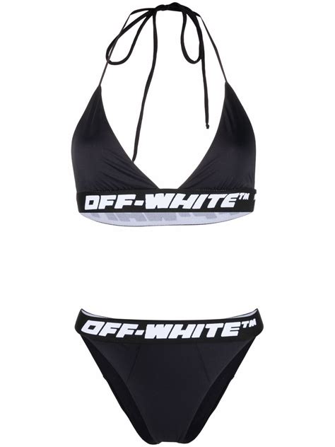 Off White Logo Band Bikini Set Farfetch