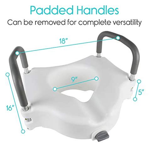 Vive Raised Toilet Seat 5 Portable Elevated Riser With Padded Handles Elongated And