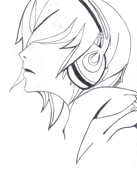 Girl With Headphones Drawing At Free For