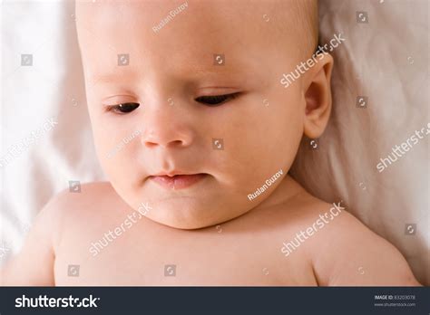 Portrait Cute Baby Lying On Bed Stock Photo 83203078 Shutterstock