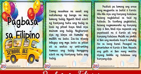 Pagsasanay Sa Pagbasa Pt Halimbawa Education Filipino Tagalog Vrogue