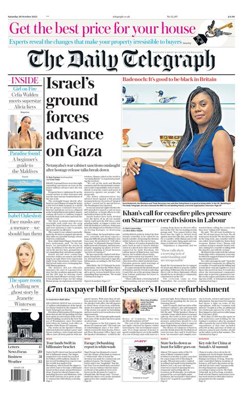 Daily Telegraph Front Page 28th Of October 2023 Tomorrow S Papers Today