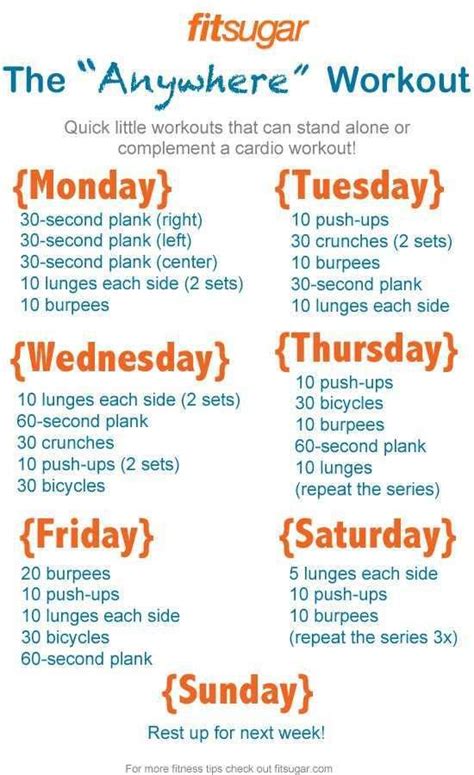 Monday Through Friday Workout Schedule Fitness Pinterest Mondays