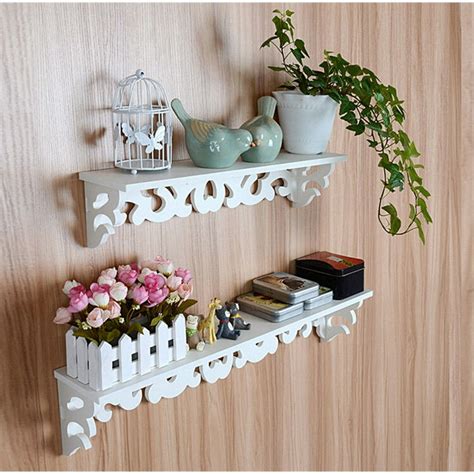 Estink Floating Wall Shelveswhite Wood Carved Decorative Wall Mounted