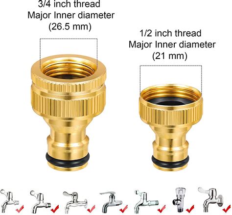 Dacitiery 2 Pack Brass Garden Hose Tap Connectors 34 Inch And 12 Inch