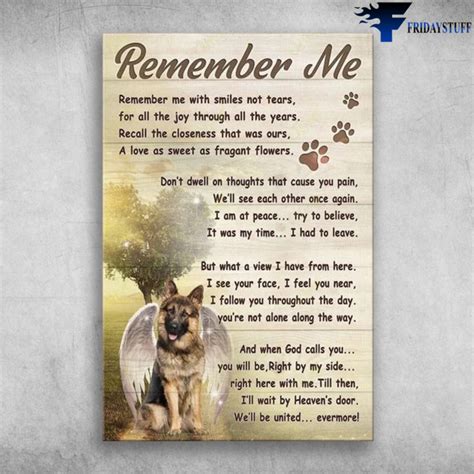 German Shepherd Remember Me Remember Me With Smiles Not Tears Canvas
