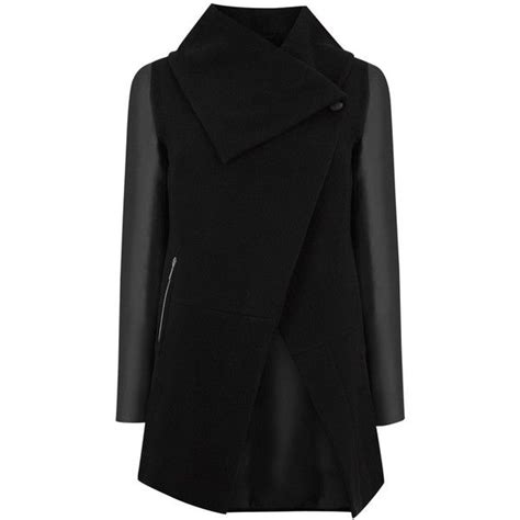 Oasis Cara High Neck Drape Coat Black Draped Coat Faux Coat Coat