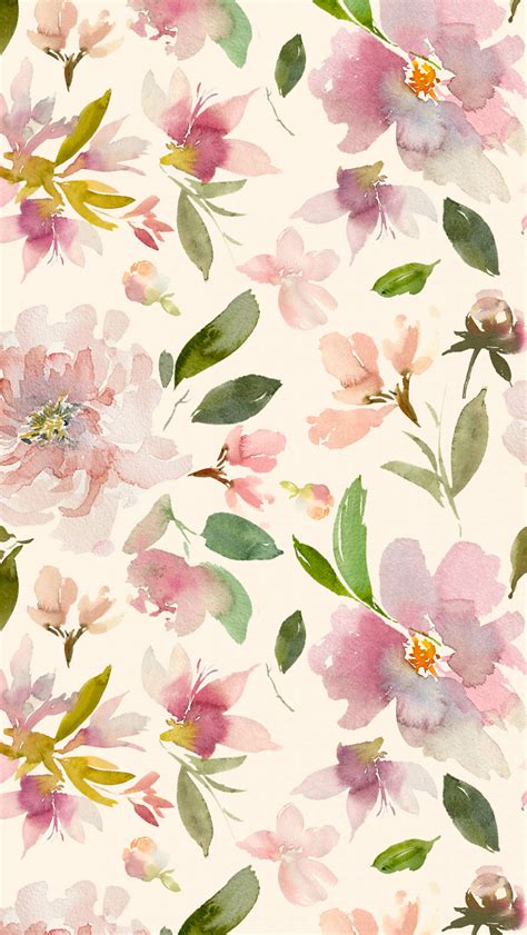 Download Cute Spring Phone Watercolor Flowers Wallpaper