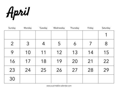 2023 April Calendar A Printable Calendar