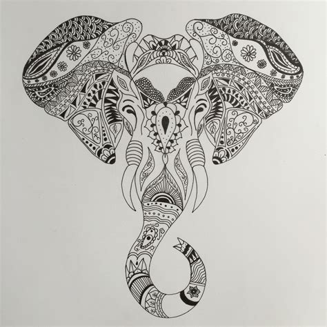 Tribal Elephant Drawing Tribal Art Elephant Drawing