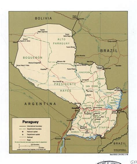 Grande Detallado Mapa Político Y Administrativo De Paraguay Con Marcas