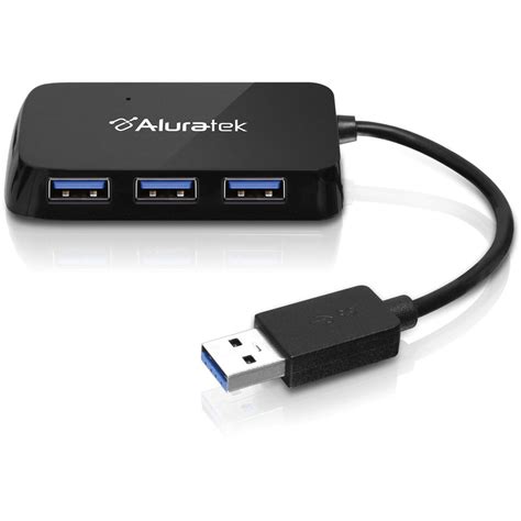 Aluratek 4 Port Usb 30 Superspeed Hub With Attached Auh2304f