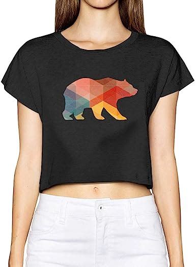 Geometric Bear Womens Crop Tops Summer Short Sleeve T Shirt Amazon