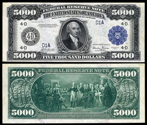 Us 5000 Frn 1918 Fr 1134d Large Denominations Of United States